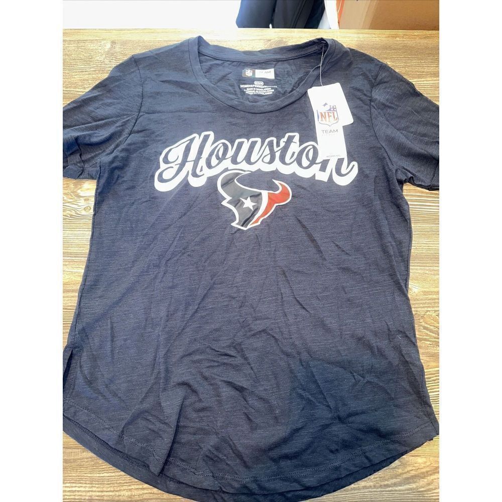 Houston Texans T Shirt Womens Medium NFL Apparel Short Sleeve Cuffed. Nwt. O
